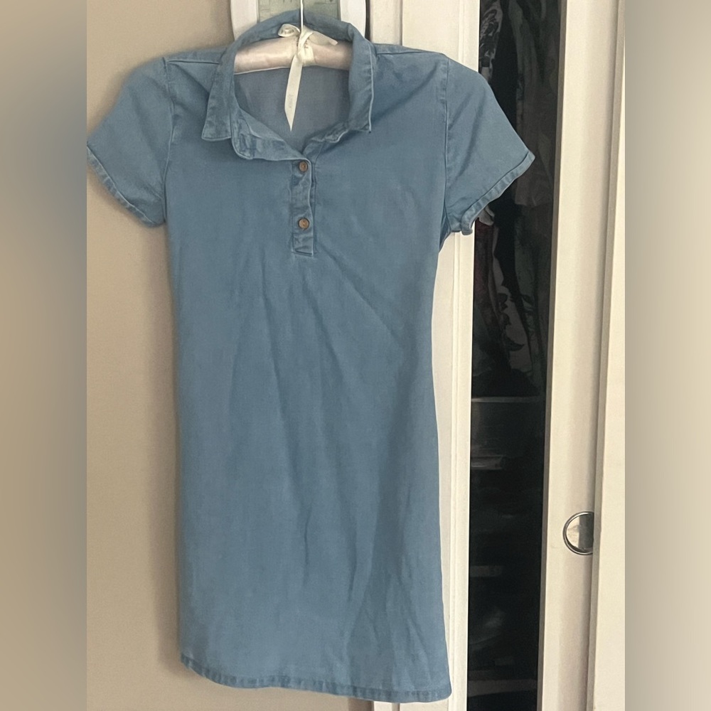 Soft denim dress size 12, with tie at waste for front or back.